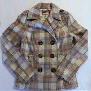 Old Navy Plaid Peacoat S Z25